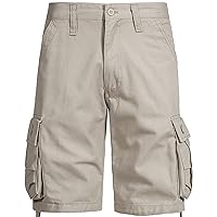 Men's Cargo Shorts Elastic Waist Relaxed Fit Cotton Casual Outdoor Lightweight Work Hiking Shorts Multi-Pockets