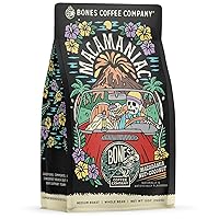 Bones Coffee Company Macamaniac Flavored Ground Coffee Beans Macadamia and Coconut Flavor | 12 oz Flavored Coffee Gifts Low Acid Medium Roast Flavored Coffee Beverages (Ground)
