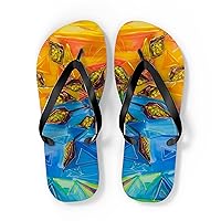 Tropical Flip-Flops with Ripen Fig Fruits Botanical Floral Theme Thongs Plakkies Zories Clam Diggers Slippers