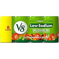 V8 Low Sodium Original 100% Vegetable Juice, 5.5 fl oz Can (8 Pack)