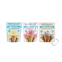Nostalgia Icecream Mix Variety Pack of Three Flavors Vanilla and Strawberry and Cookies 'N Cream - Pack of 3 assortment Each Pocket of 8 Oz Makes 2 Quarts of Delicious Premium Old Fashioned Ice Cream Works with any Ice Cream Maker and Qetia sticky Note