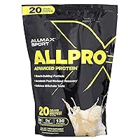 ALLMAX Sport ALLPRO Advanced Protein, Vanilla - 1.5 lb - 20 Grams of Protein Per Scoop - Low Fat & Zero Added Sugar - Approx. 19 Servings