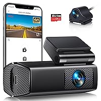 Dash Cam Front and Rear, EUKI 4K/2.5K UHD Dash Camera for Cars,Dashcam Built-in WiFi, Free 64GB Card, Night Vision, 170°Wide Angle, WDR, 24H Parking Mode