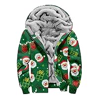 DuDubaby Men's Personalized Casual Printing Long Sleeve Zipper Sweater Thick Cotton Suit Winter