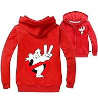 Boys Kids Fall Spring Casual Ghostbusters Hooded Full-zip Jackets Tops Classic Comfy Long Sleeve Sweatshirts Outerwear