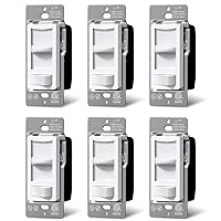 6 Pack Super Slim Digital Dimmer Switch, Single-Pole or 3-Way, Dimmable Light Switch for LED, CFL, Halogen and Incandescent Bulbs, ETL Listed, White