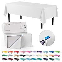 Exquisite 54 Inch X 300 Feet White Plastic Table Cover Roll in A Cut - to - Size Box with Convenient Slide Cutter. Cuts Up to 36 Rectangle 8 Feet Plastic Disposable Tablecloths