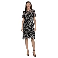 Maggy London Women's Short Sleeve Lace High-Low Dress with Keyhole in Back