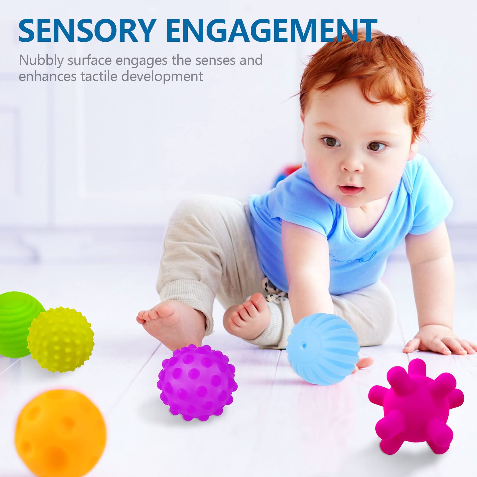 ROHSCE Educational Toys for Babies 6-12 Months Set BPA Free for Toddlers, 12PCS Soft Balls Montessori Infant Baby Toys 6 to 12 Months 6 Pack