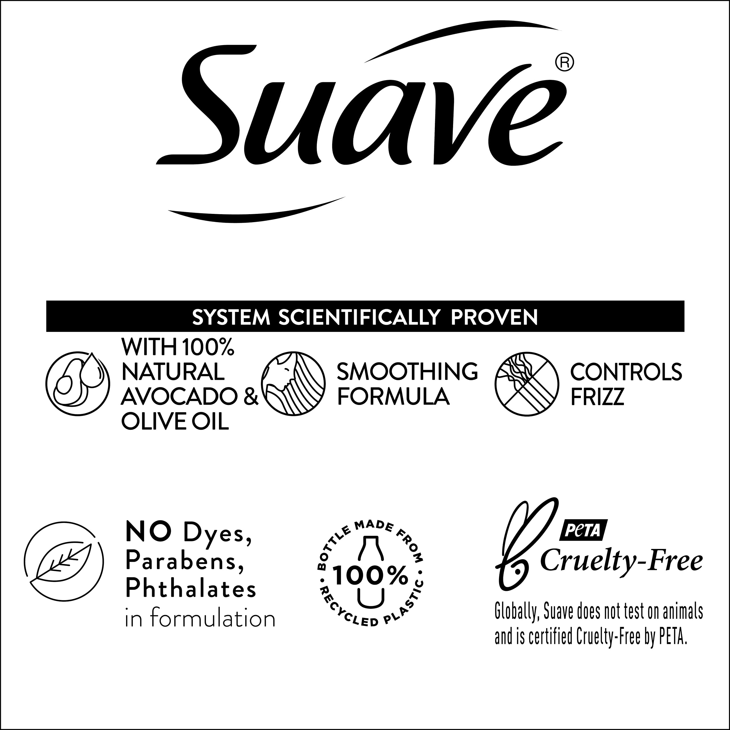 Suave Professionals Shampoo Avocado + Olive Oil, 28 oz, Pack of 4
