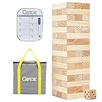 GOROCK Giant Tumble Tower, Giant Outdoor Game for Kids Adults Family,57 PCS Stacking Block Game with Scoreboard | Dice | Carrying Bag, Classic Block Game for Indoor Backyard Lawn (Stacks Up to 4.2 FT)