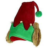 Velvet Elf Jester Hat with Plush Elf Ears and Jingle Bells