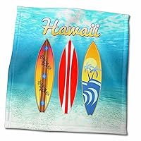 3dRose Ocean Sports Hawaiian Retro Surfboards. - Towels (twl-379576-3)