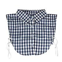 Women's Stylish Detachable Half Shirt Blouse False Collar Plaid Shirt Collar Fake Collar Dickey Collar
