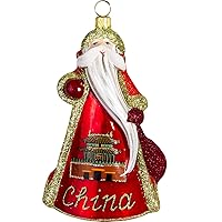 Glitterazzi China Santa Polish Glass Christmas Ornament