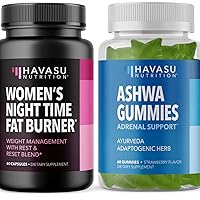 Women's Night Time Fat Burner and Ashwagandha Gummies | Rest and Reset with Weight Loss and Stress Relief Support | 60 Night Time Fat Burner Capsules and 60 Strawberry-Flavored Ashwagandha Gummies