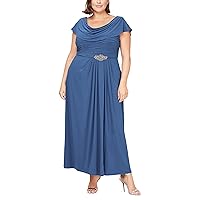 Alex Evenings Women's Plus Size Long Cowl Neck A-line Dress