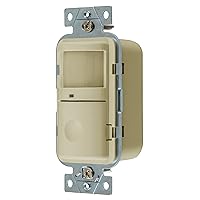 Bryant Electric MS2000I Dual Voltage 120/277V AC Passive 180-Degree Infrared Combo Occupancy/Vacancy Sensor Switch with 1200 sq. ft. Coverage and Manual/Auto-ON, Ivory