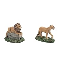 Department 56 Dickens Village Accessories Zoological Gardens Lions Figurine Set, 2.3 and 2.2 Inch, Multicolor