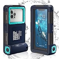Universal Waterproof Phone Case for Snorkeling, IP68 Professional Diving Underwater Phone Case with Lanyard for iPhone Galaxy Huawei Moto All Series (Blue, Universal Waterproof Phone Case)