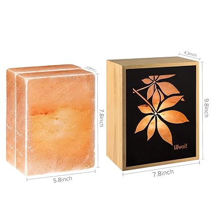 Levoit Salt Lamp, Himalayan/Hymilain Sea Salt Lamps, Pink Crystal Large Salt Rock Lamp, Night Light, Real Rubber Wood Base, Dimmable Touch Switch, Luxury Gift Box