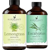Handcraft Blends Eucalyptus Essential Oil and Lemongrass Essential Oil Set – Huge 4 Fl. Oz – 100% Pure and Natural Essential Oils – Premium Therapeutic Grade with Premium Glass Dropper