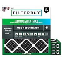 10x10x1 Air Filter MERV 8 Odor Eliminator (5-Pack), Pleated HVAC AC Furnace Air Filters Replacement with Activated Carbon (Actual Size: 9.50 x 9.50 x 0.75 Inches)