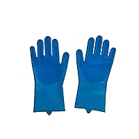 Silicone Dishwashing Gloves, Dishwasher Cleaning Sponge Gloves, Durable, Clean, Hand Care for Kitchen, Cleaning (Blue Padded)