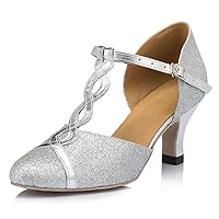 TDA Women's Fashion T-strap Glitter Synthetic Salsa Tango Ballroom Latin Modern Dance Wedding Shoes