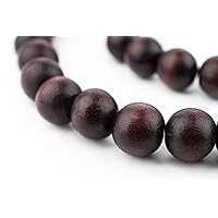 TheBeadChest 10mm Natural Round Wood Beads, Wooden Beads Loose Wood Spacer Beads for DIY Jewelry Making, 4 Sizes (8mm, 10mm, 12mm, 20mm) - Brown - Dark