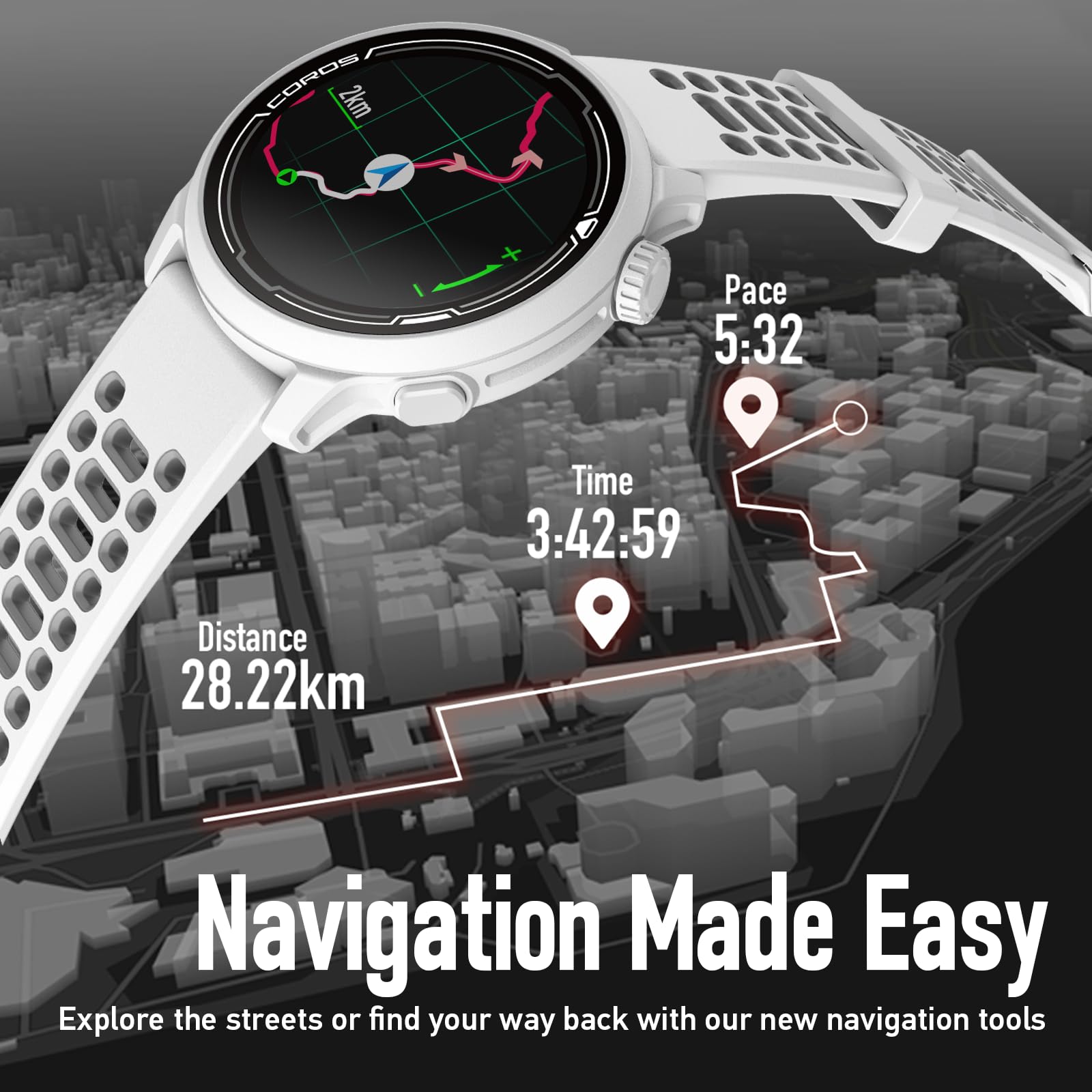 COROS PACE 2 Sport Watch GPS Heart Rate Monitor, 20 days Long Battery Life, Lightweight, Barometer, Strava, Training Plan, Navigation, Sleep Track, Swim, Bike, Run, Strength, Treadmill (Navy Silicone)