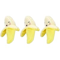 PetSport 3 Pack of Tiny Tots Foodies Banana Plush Dog Toys with Squeakers, 5 Inch