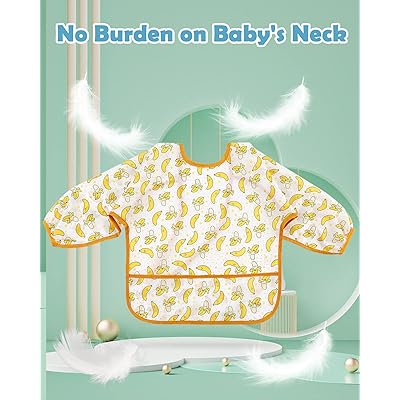 Lictin Baby Bibs for Boys Girls - Long Sleeve Bib, Waterproof Toddler Bibs,  0-24 Months Neutral Baby Smock for Eating