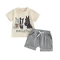Karwuiio Toddler Baby Boy Girl Summer Outfit Short Sleeve T-Shirt Tops Shorts 2Pcs Baby Summer Clothing Set
