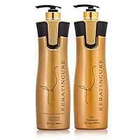 Keratin Cure Brazilian Gold & Honey V2 Creme Blow Out Hair Treatment 2 Piece Pro kit #1 Clarifying Shampoo # 2 Gold & Honey 960 ml / 32.5 Fl Oz Wash the Same Day (960ML/32)