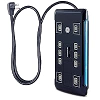 GE UltraPro 10 Outlet Surge Protector, 2 USB Ports, 4 Ft Power Cord, 2880 Joules, Flat Plug, Power Filter, Circuit Breaker, Warranty, UL Listed, Black, 34462