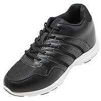 CALTO Men's Invisible Height Increasing Elevator Shoes - Leather/Mesh Lace-up Lightweight Sporty Trainer Sneakers - 3.2 Inches Taller