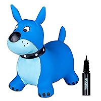 WADDLE Bouncy Hopper Inflatable Hopping Animal, Indoors and Outdoors Toy for Toddlers and Kids, Pump Included, Boys and Girls Ages 2 Years and U (Blue Dog)