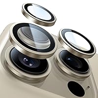 UltraGlass UNBREAK TOP 9H+ Glass for iPhone 15 Pro Max/15 Pro Lens Protector [Military Grade Shatterproof & Longest Durable] Camera Lens Protector 15 Pro/ 15 Pro Max Tempered Glass, Natural Titanium