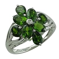 Chrome Diopside Oval Shape Natural Non-Treated Gemstone 10K White Gold Ring Engagement Jewelry for Women & Men