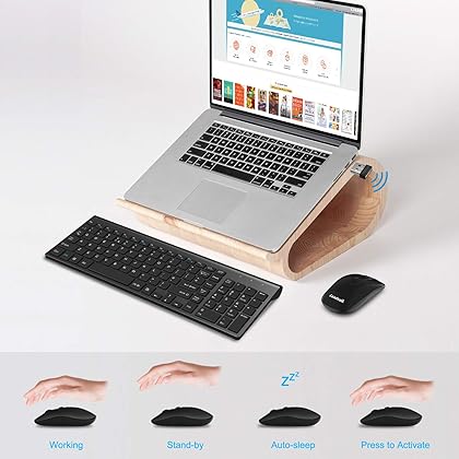 LeadsaiL Wireless Keyboard and Mouse Combo, Wireless USB Mouse and Computer Keyboard Set, Compact and Silent for Windows Laptop, Desktop, PC