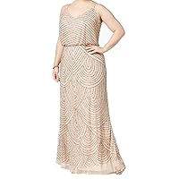 Adrianna Papell Women's Plus-Size Long Beaded Gown