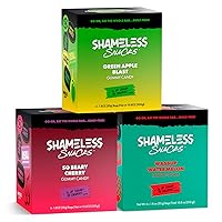Shameless Snacks - Low Carb Keto Gummies Gluten Free Candy Bundle - Green Apple, Watermelon, Beary Cherry