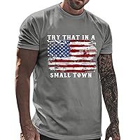 US Flag Graphic Mens Shirts Casual Crewneck Short Sleeve Polyester T-Shirt Pull On Comfortable Workout Tee