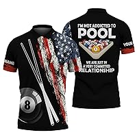 Mens Womens Pool Player Polo Shirt Custom USA Patriotic Pool Player Collared Tshirt for Pool Player 3D Billiard Lover Clothes