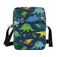 Dinosaur Colorful Messenger Bag for Women Men Crossbody Shoulder Bag Cell Phone Bag Wallet Purses Small Shoulder Bag with Adjustable Strap for Phone Passport