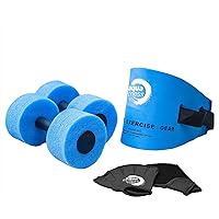 New Aqua 6-Piece Water Fitness Set – Exercise Equipment for Water Aerobics and Other Pool Exercise – Includes Aquatic Swim Belt, Resistance Gloves, and Dumbbells