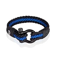 | Durable Twisted Rope Mens Bracelet with Shackle | Elegant Re-Made Nautical Style | 5 Rope Colors, 2 Shackle Colors