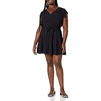 PAIGE Women's Rosalee Mini Dress Tiered Skirt Covered Button in Black