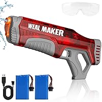 Powerful Electric Water Gun,Fast Suction Full Auto 330+ Continuous Water Pistol for Adults/Kids,IP67 Waterproof Squirt Guns Up to 28-32FT Range (2 Batteries)